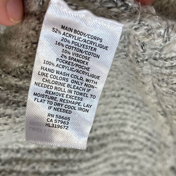 Hinge Open Front Mid Length Bell Sleeve Gray Cardigan Sz XS Front Hidden Pockets - Picture 7 of 10